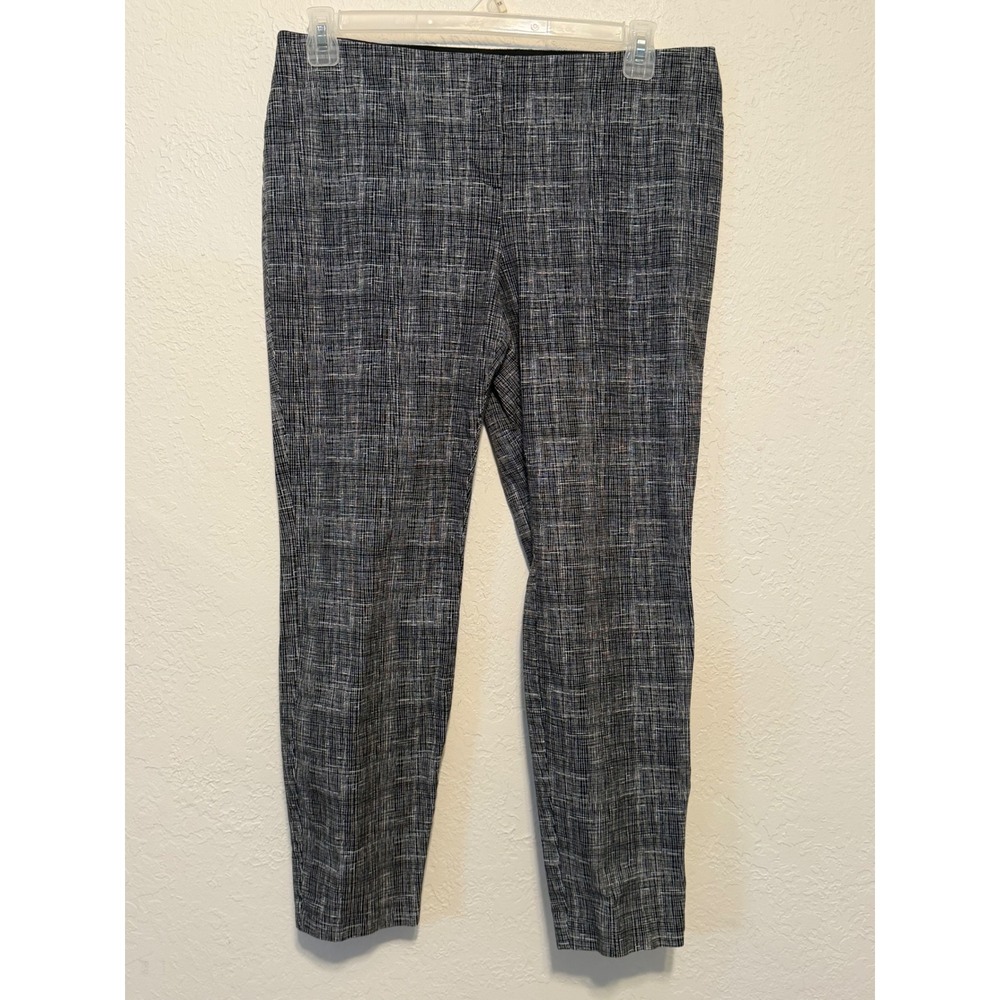 Alfani Womens Black White Crosshatch Tummy Control Slim Leg Pants Size 14